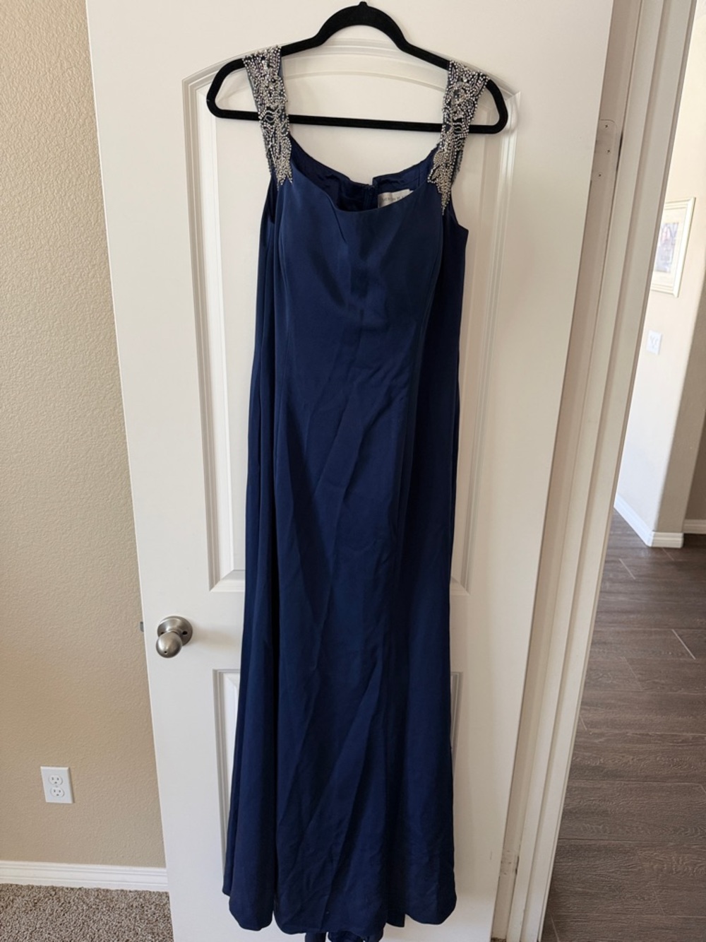 Navy Beaded Strap Evening Gown (Mother of the bride or formal event) Size 16